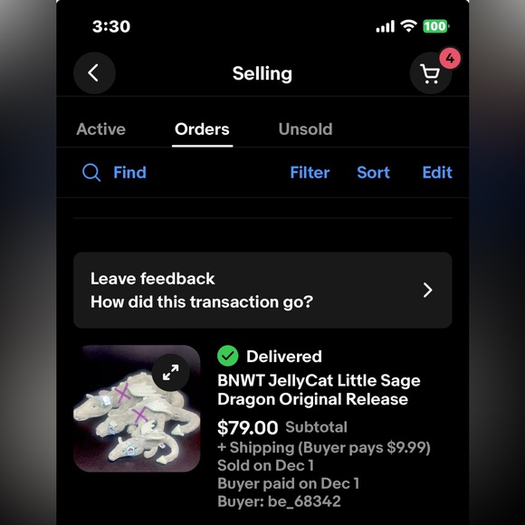 BNWT JellyCat Lavender Dragon Small 17” with tail unfurled, 13” with tail furled - Picture 11 of 15